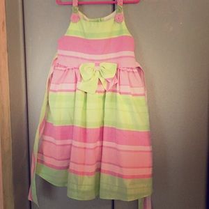 Beauty of a dress pink, lime stripes is adorable